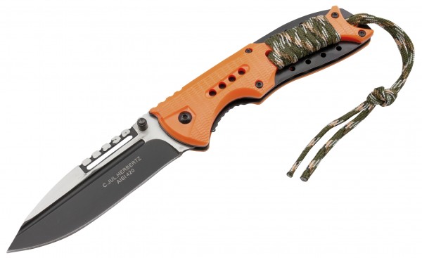 HERBERTZ Einhandmesser KL: 9,7 cm, orange, Paracord