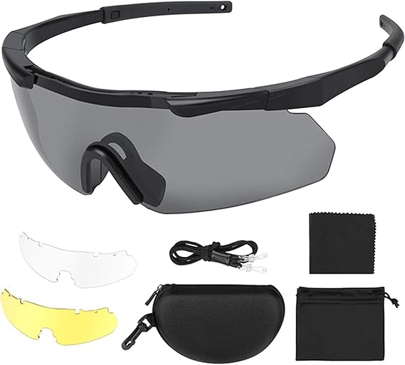 Andere Feyachi Schießbrille, UV-400 3 Gläser, beschlagfr., schwarz